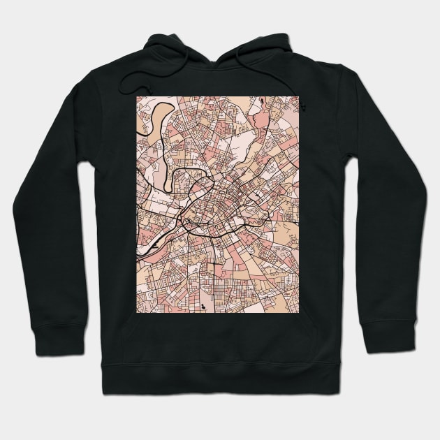 Manchester Map Pattern in Soft Pink Pastels Hoodie by PatternMaps
